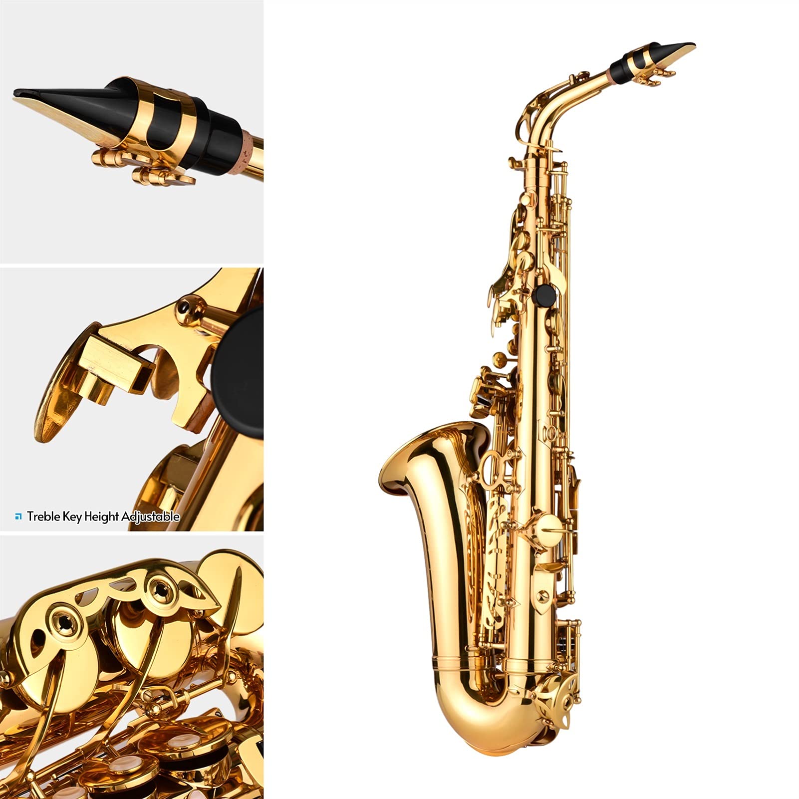 Brass Lacquered Alto Saxophone AS200 with Case & Accessories for Beginners & Students