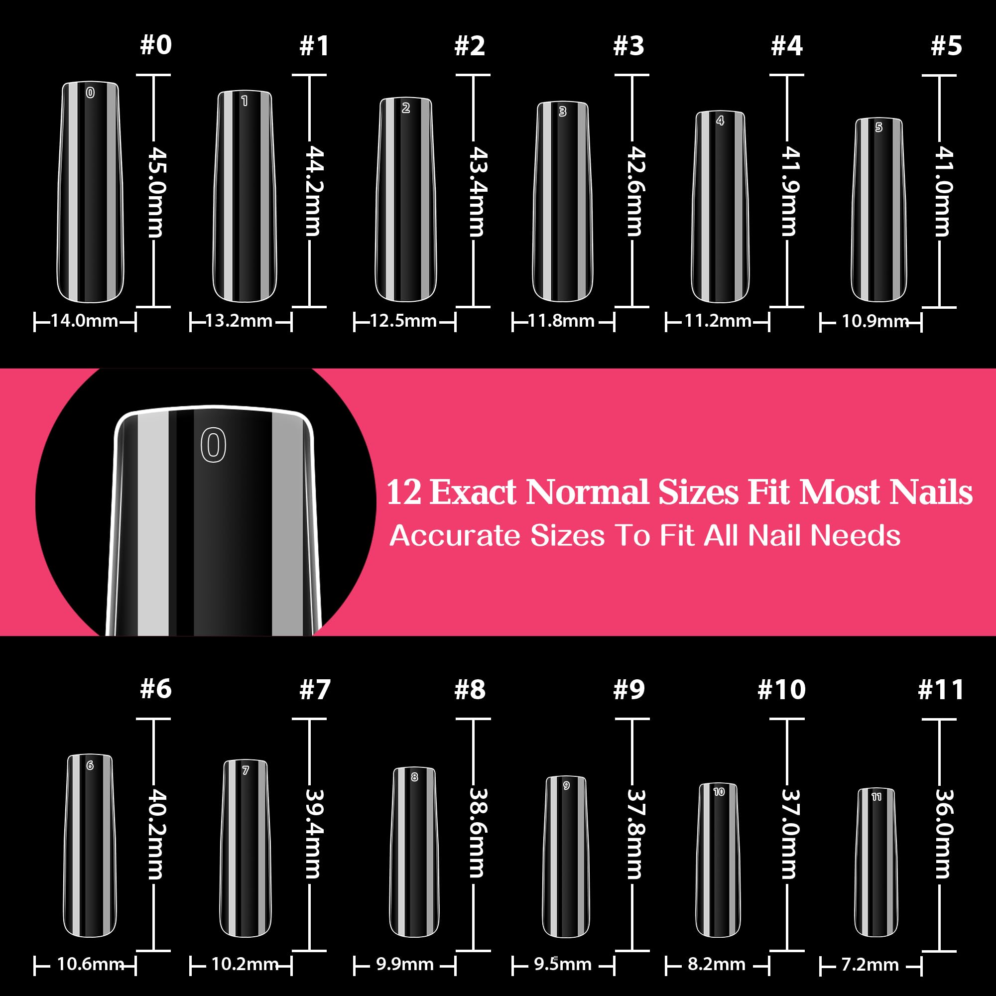 UNA GELLA 216 PCS Square Gel Nail Tips - XXL Extra Long, No C Curve, Full Cover Straight Fake Nails for Acrylic & Gel Extensions | Perfect for Salon Professionals & DIY Manicures at Home