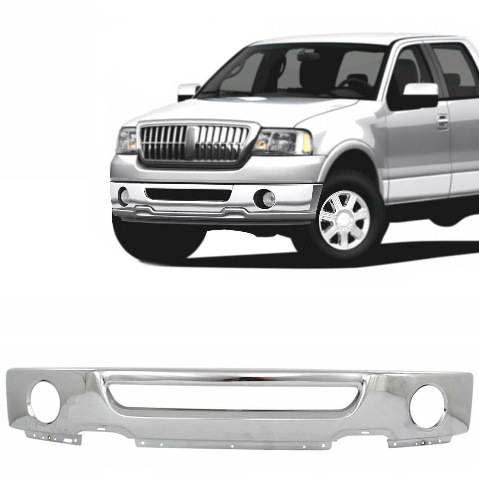 2006-2008 Ford F-150 & Lincoln Mark LT Chrome Front Bumper Replacement - FO1002399 6L3Z17757BA | Heavy-Duty Car Parts for Off-Road & Daily Driving
