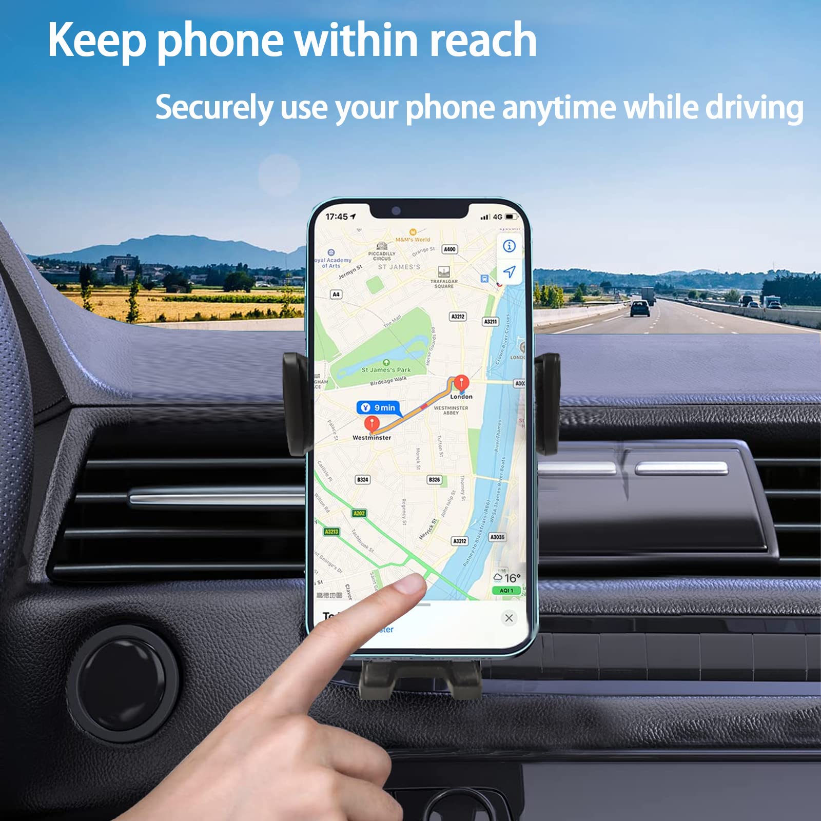 2023 Upgraded Metal Hook Universal Car Phone Mount - Secure Car Vent Phone Holder for iPhone & All Smartphones - Perfect for Commuting, Road Trips & Hands-Free Navigation