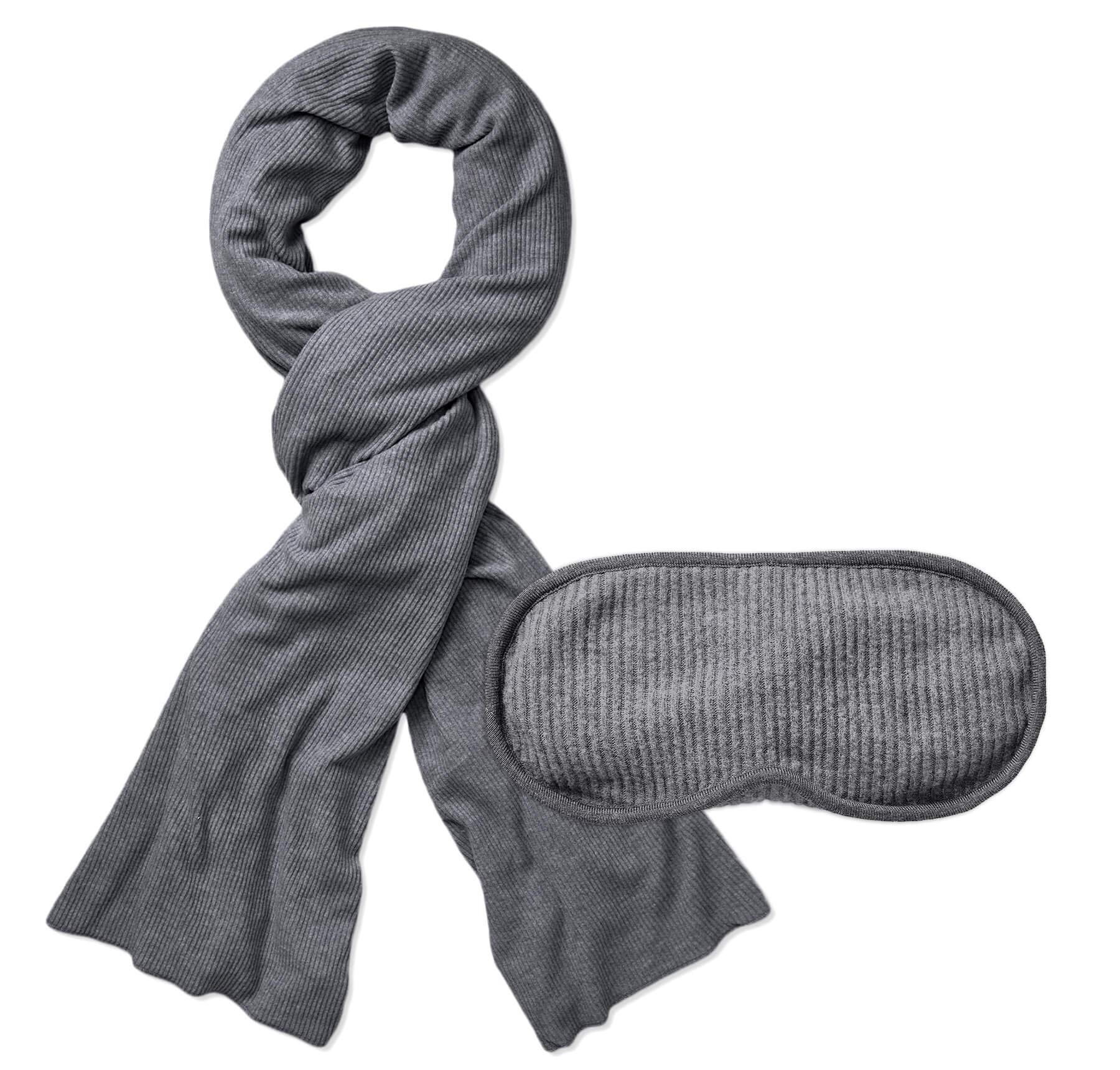 E Marie Travel Limited Edition Soft Fleece Travel Blanket Set - Heather Grey | Compact & Warm for Airplanes, Road Trips & Camping