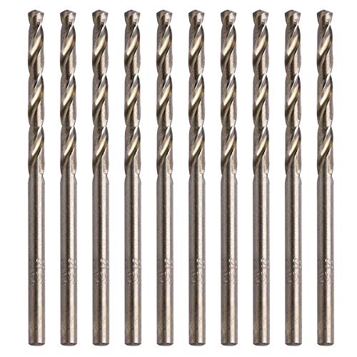 10Pcs M35 HSS-Co Cobalt Twist Drill Bits Set - 3.2mm Round Shank Spiral Drill Bits for Metal, Wood & Plastic - Perfect for DIY, Home Improvement & Professional Metalworking Projects