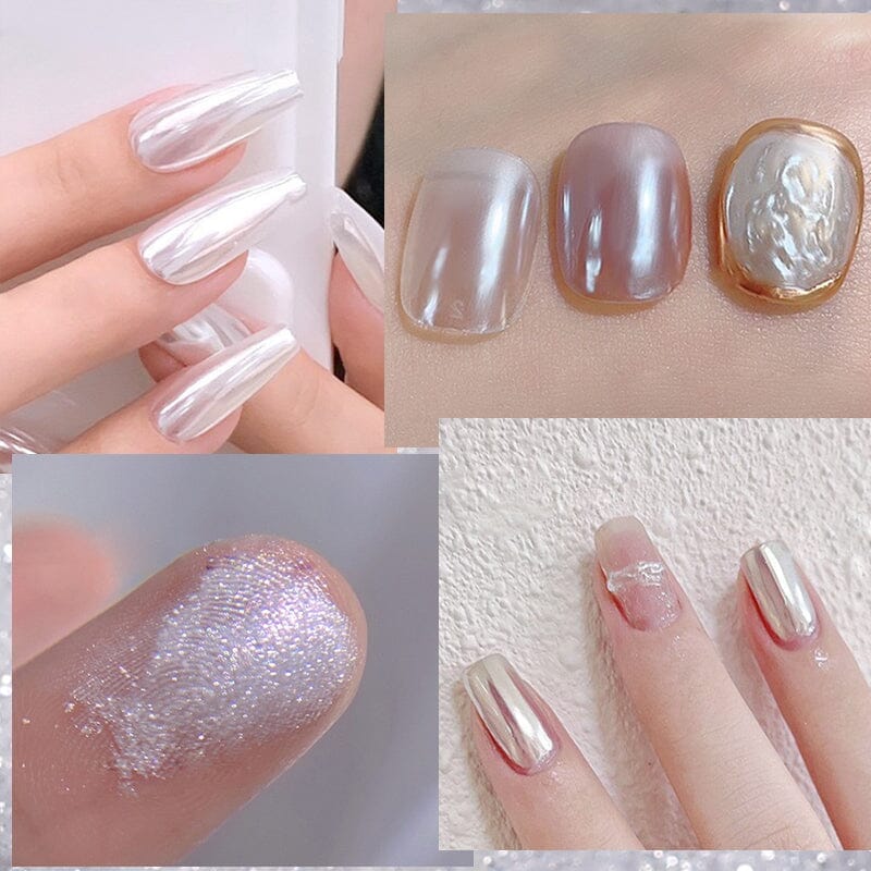 Pearly Mirror Effect Nail Powder #04 - High Shine Chrome Nail Art Pigment for Gel & Acrylic Nails - Perfect for Salon, Home Manicure & Special Occasions