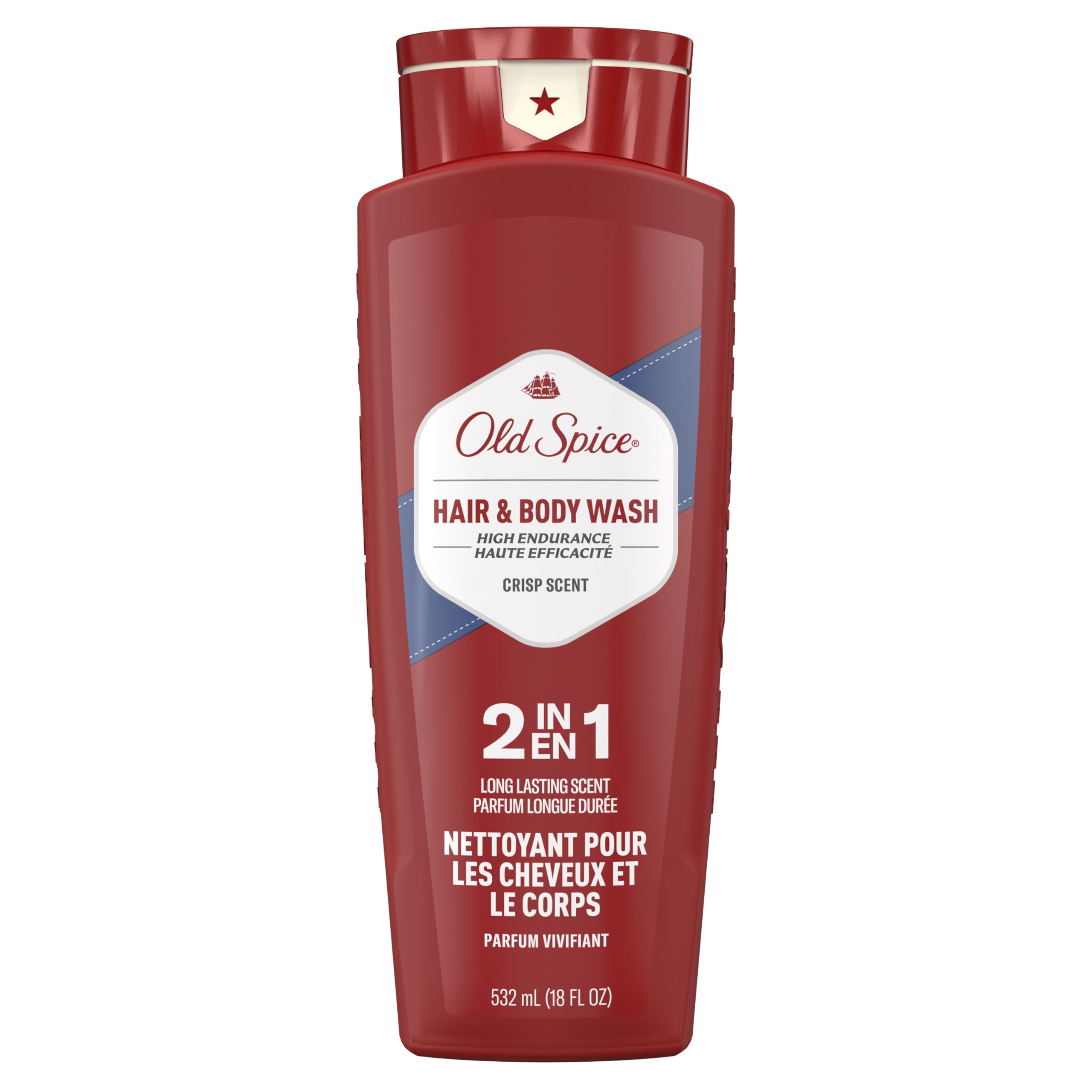Old Spice High Endurance 2-in-1 Hair & Body Wash for Men - 18 oz, Crisp Scent | Long-Lasting Freshness | Gym, Travel & Everyday Use
