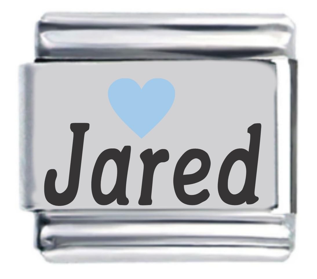 Jared Light Blue Heart Laser Engraved Italian Charm Link Bracelet - Perfect for Gifts, Friendship Jewelry & Personalized Keepsakes