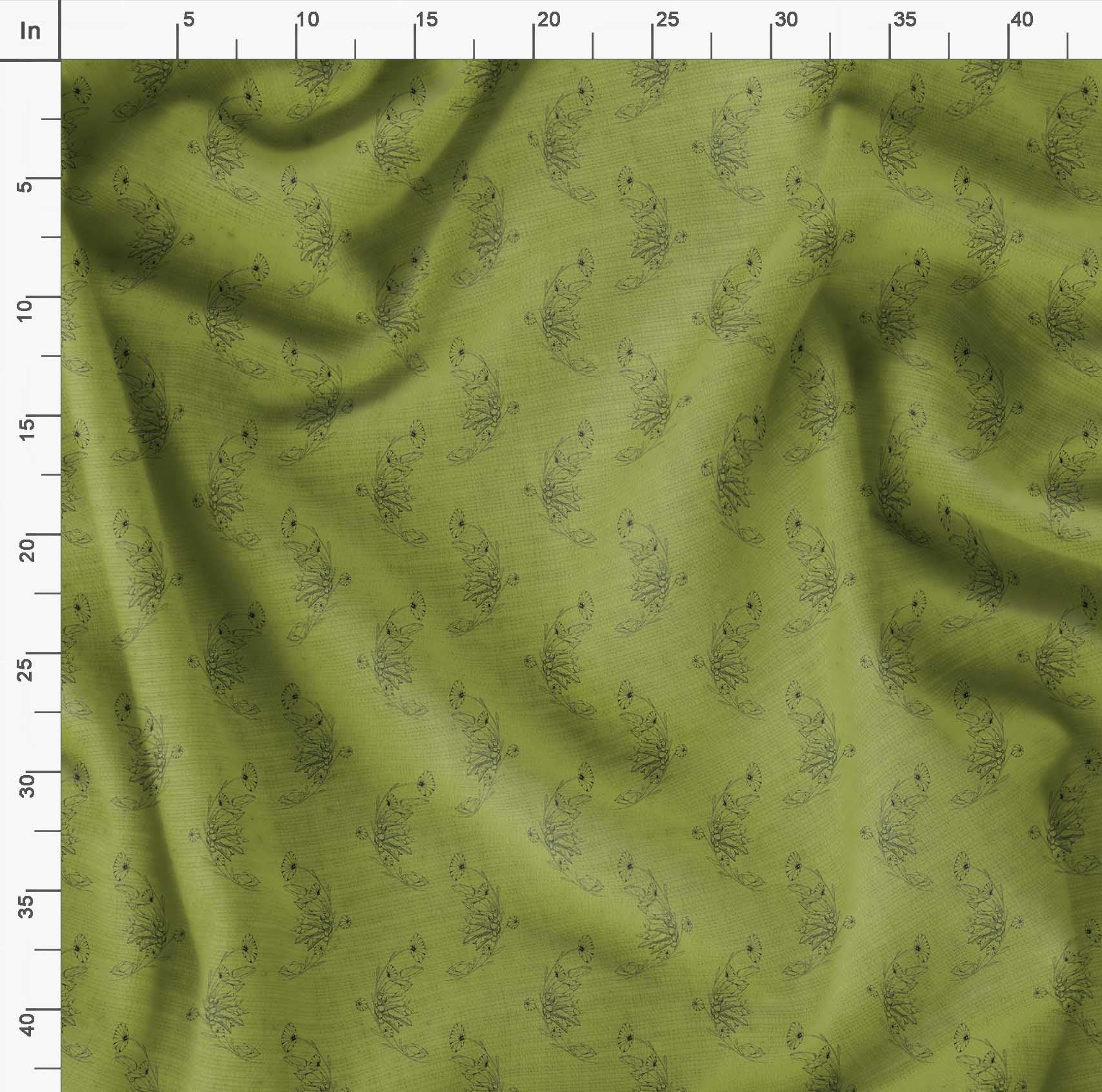 Soimoi Moss Green Georgette Fabric by The Yard - 44 Inch Wide Printed Floral Leaf Design - Elegant Artistic Fabric for Dresses, Scarves, Home Decor & DIY Projects