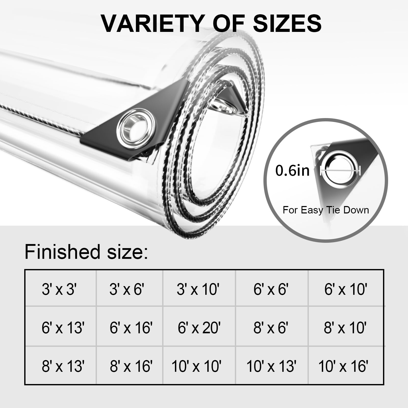 8x16 ft Heavy Duty Clear Waterproof Tarp - 11.8 Mil PVC Tarpaulin with Reinforced Grommets & Cable Ties - Tear Resistant Cover for Camping, Greenhouse, Car Protection, Patio Furniture, Pavilion Shelter - Ideal for Outdoor Use, Emergency Cover & Weather Protection