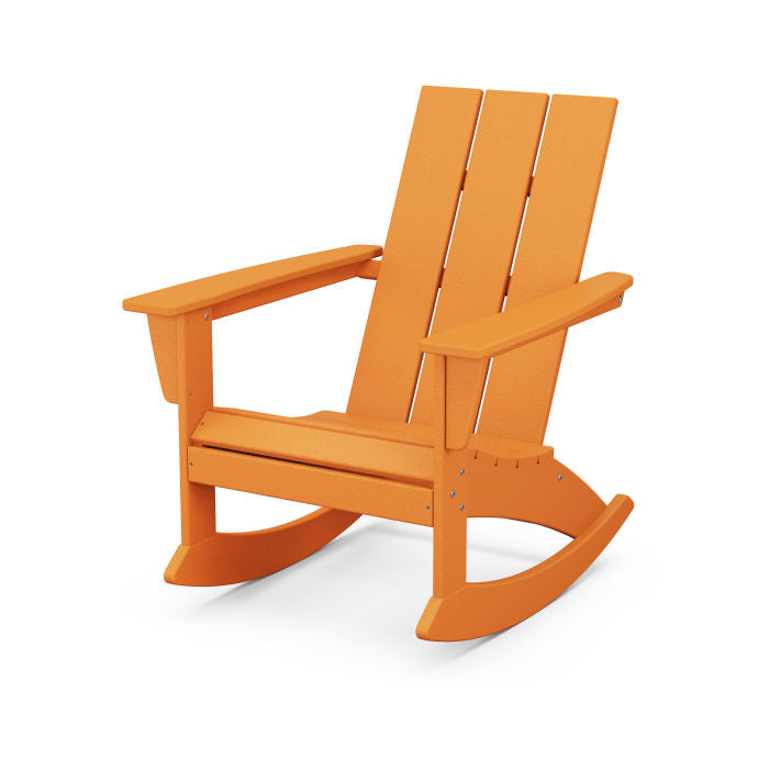 POLYWOOD Modern Adirondack Rocking Chair - Durable Outdoor Furniture for Patio, Garden & Poolside Relaxation | All-Weather Resin Wicker Design | Comfortable Rocking Motion | Perfect for Backyard, Deck or Porch