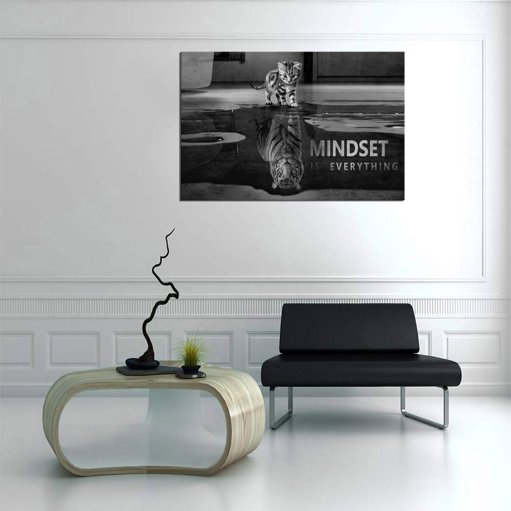 Yatsen Bridge Modern Inspirational Office Wall Art - Mindset is Everything Motivational Poster (24x36 Inches) - Positive Quote Wall Decor for Home & Office - Perfect for Workspaces, Living Rooms & Study Areas