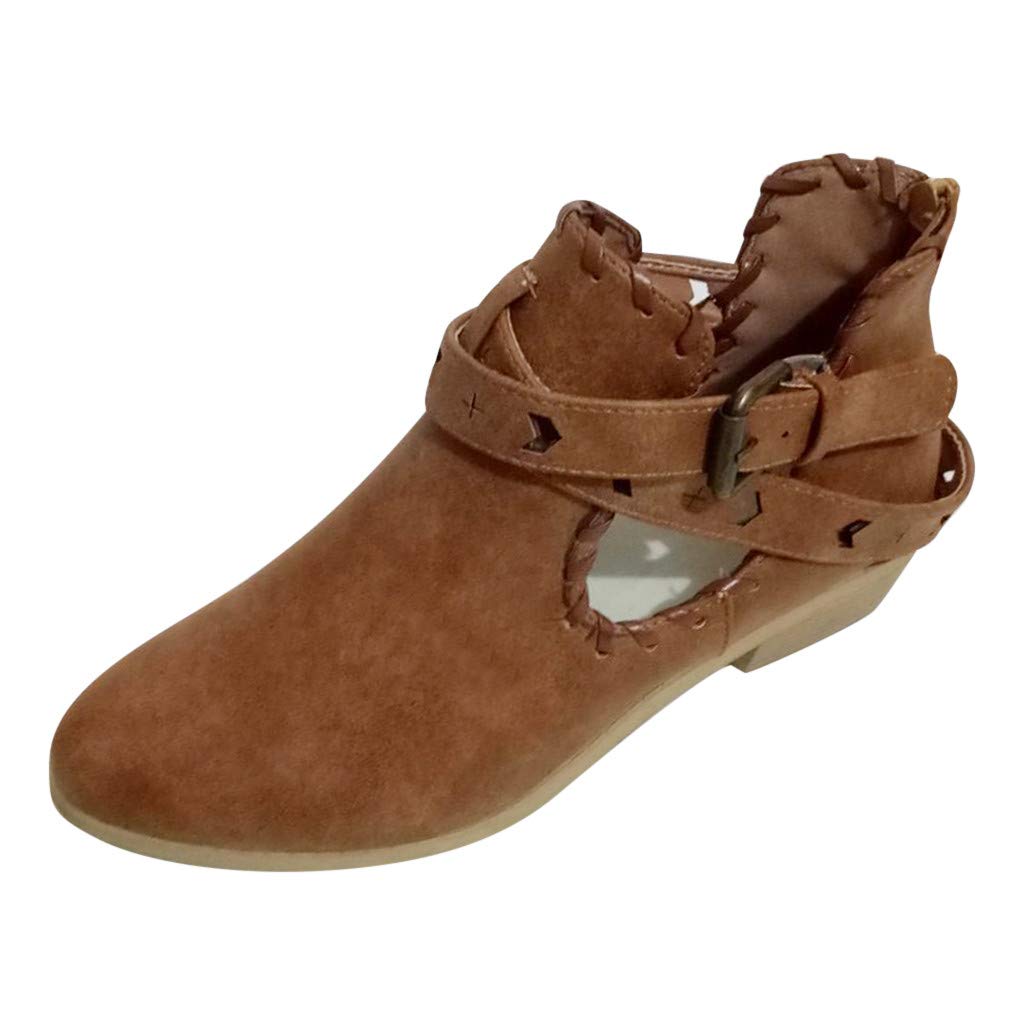 Women's Chunky Heel Ankle Boots - Slip On Pointed Toe Western Booties with Ruffled Detail | Casual Outfits, Date Night & Fall Fashion