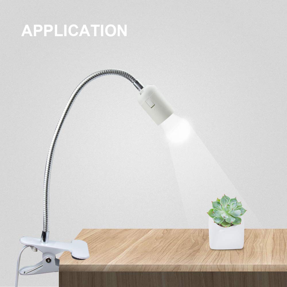 Bonlux Flexible Aluminum Wire Neck Clip Holder with E26 Base & On/Off Switch - Adjustable Light Stand Clamp Lamp for Reptiles, Desk, Grow & Aquarium Lighting (100W Max) - Perfect for Home Office, Reptile Tanks & Indoor Plant Growth