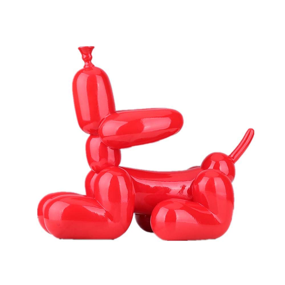 Red Balloon Dog Statue - Resin Animal Figurine, Cute Bend Over Balloon Dog Sculpture for Tabletop Decor, Home & Office Decoration | Perfect for Birthday Parties, Baby Showers & Modern Interior Design