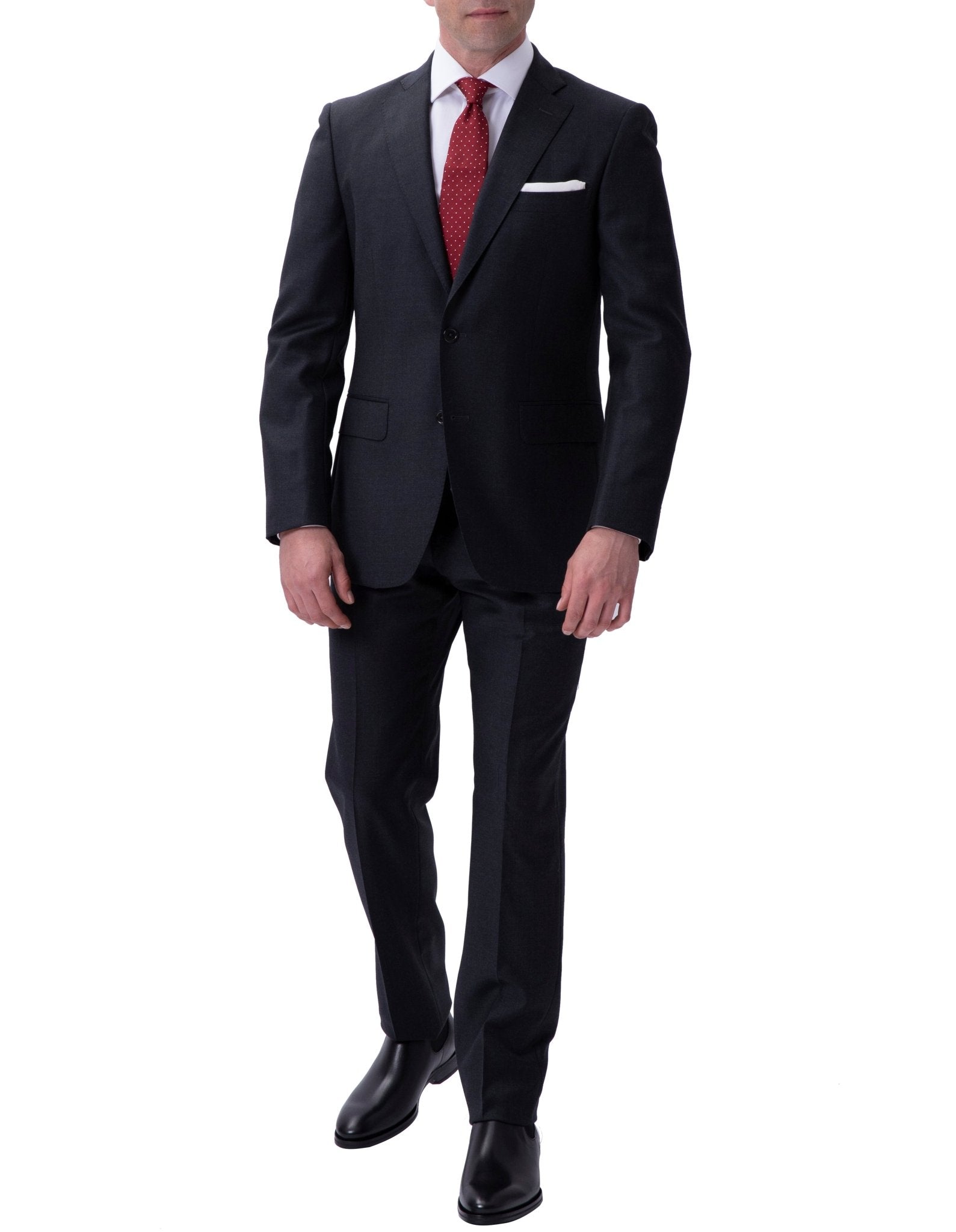Premium HENRY SARTORIAL Men's Suit - Vitale Barberis Canonico 100% Wool Twill Fabric, Charcoal Grey | Business Attire, Office Wear & Formal Occasions
