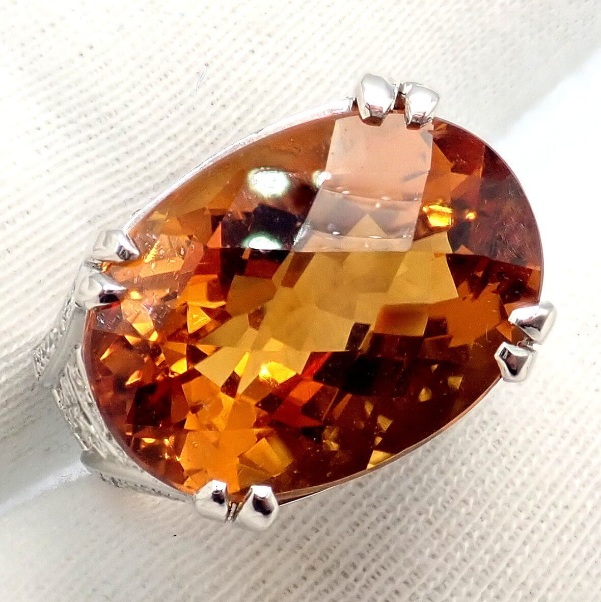 Kieselstein Cord Platinum 2.5 Carat Diamond & Golden Citrine Cocktail Ring Size 6.5 - Elegant Evening Wear & Special Occasion Jewelry Gift