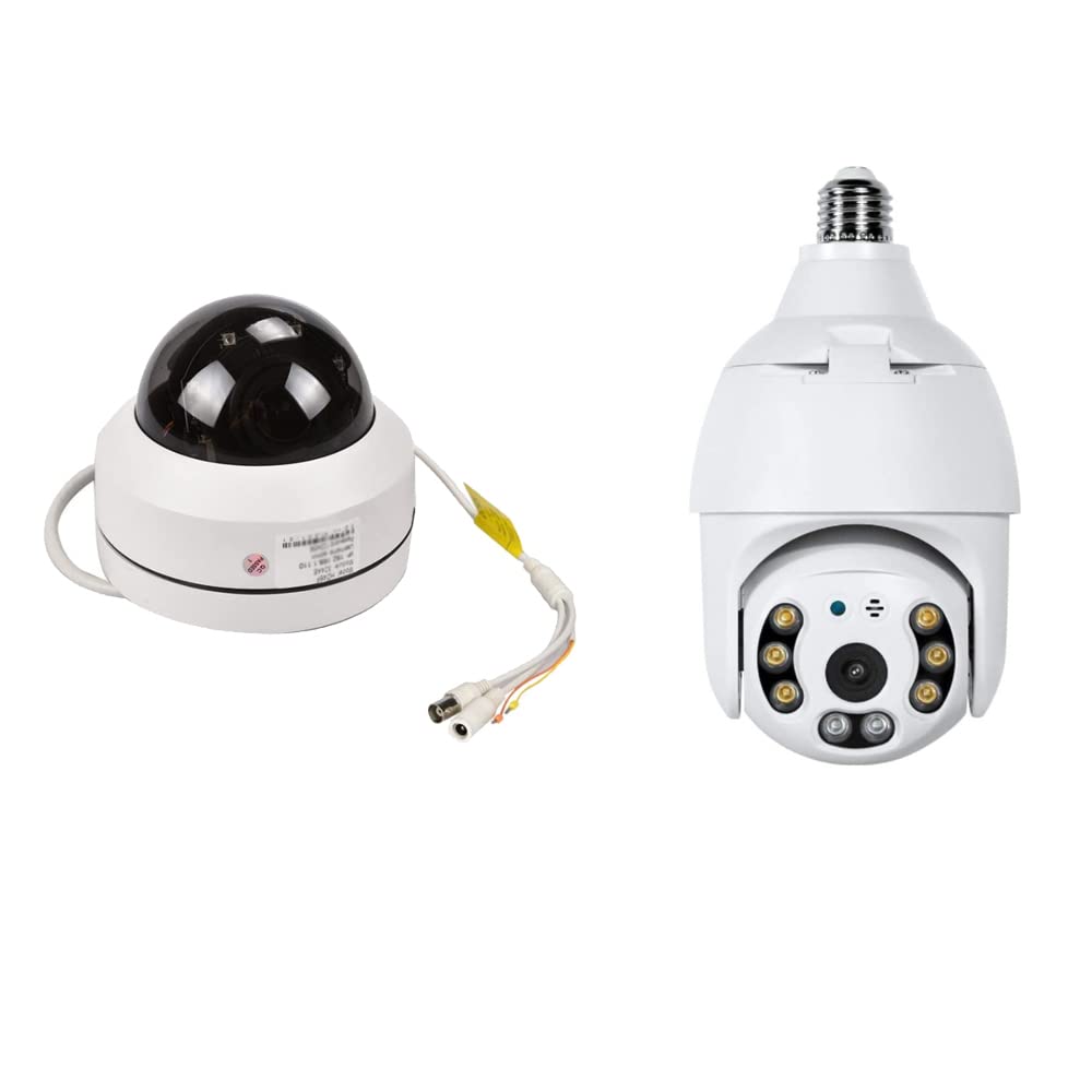 EVERSECU Outdoor HD Analog PTZ Dome Security Camera with Wireless Bulb Light Connector - 24/7 Surveillance for Home, Business & Warehouse Security Monitoring