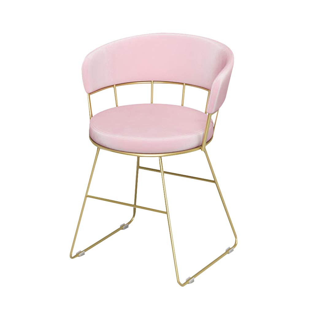 Pink Makeup Stool with Backrest - Modern Vanity Chair for Dressing Table, Bedroom, Dining Room - Soft Pink Upholstered Seat (42x45x70cm) | Perfect for Makeup, Dressing, Reading & Relaxing
