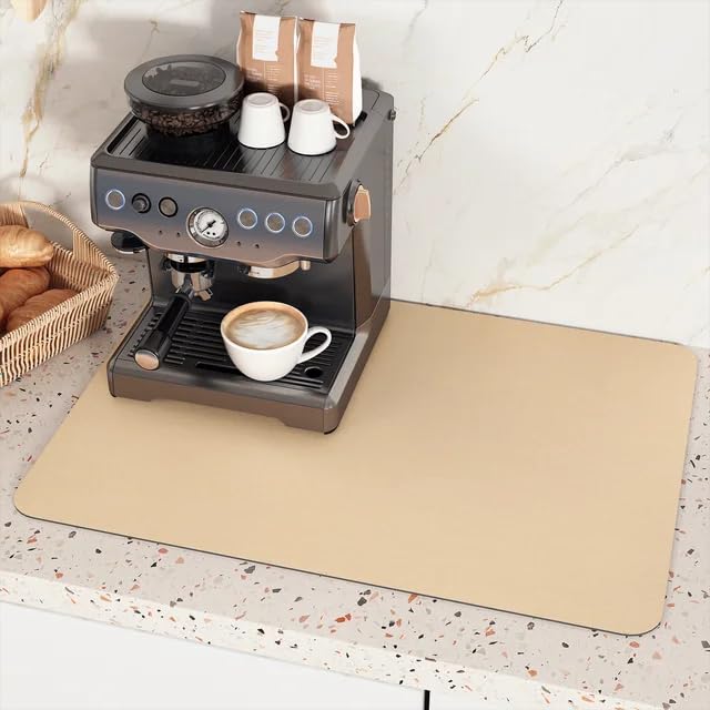 MORTON DAVIES Large Water Absorbent Dish Drying Mat for Kitchen Utensils, Brown - Perfect for Countertop and Sink Area Organization