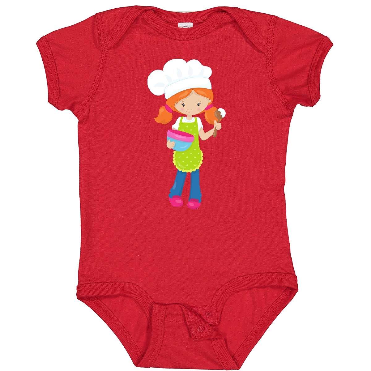 **Inktastic Cute Orange Hair Baby Baker Bodysuit - Adorable Baking-Themed Outfit for Infants & Toddlers - Perfect for Baking Parties, Photo Shoots & Everyday Wear**
