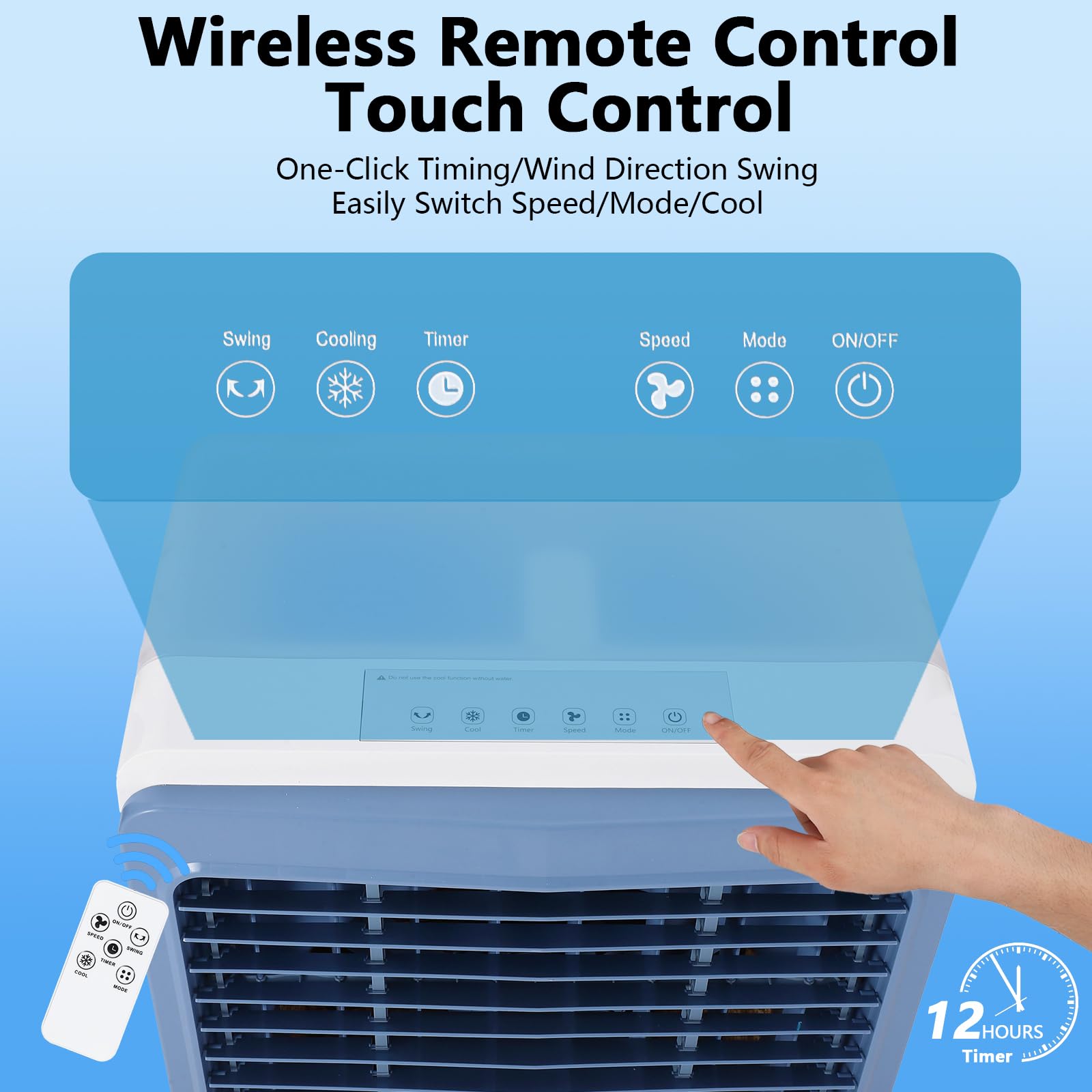 GARVEE 3530 CFM Portable Swamp Cooler - Evaporative Air Cooler with Remote Control, 4 Ice Packs, 3 Speed Settings & Modes, 12H Timer - Indoor Outdoor Cooling for Home, Office, Patio, Garage (13.2 Gallon Water Tank)