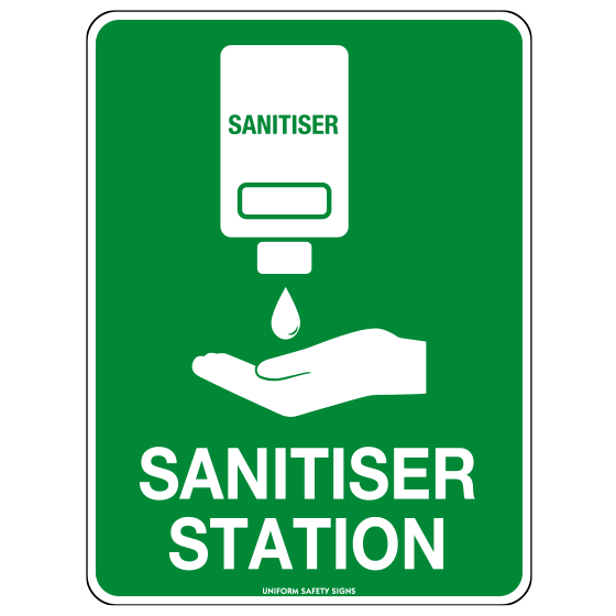 Off Wall Poly Hand Sanitizer Station Sign 22.5 x 22.5cm - Durable Wall-Mounted Sanitizer Holder for Offices, Schools & Public Spaces