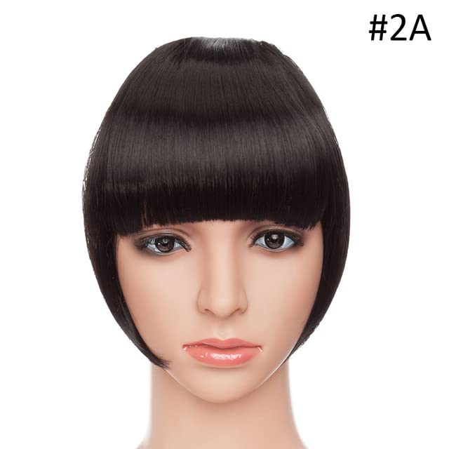 PARTYCART Clip-In Bangs Hair Extension - Thick Natural Full Front Straight Fringe with Temples | One Piece Hairpiece for Instant Hairstyle (Brown) | Perfect for Cosplay, Costume Parties & Everyday Wear