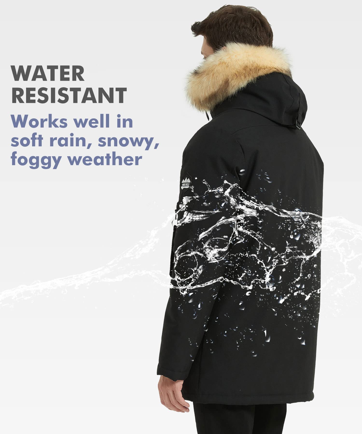 PUREMSX Men's Winter Jacket - Insulated Thick Warm Puffer Coat with Fur Hood for Cold Weather | Outdoor Activities, Skiing, Snowboarding & Daily Winter Wear