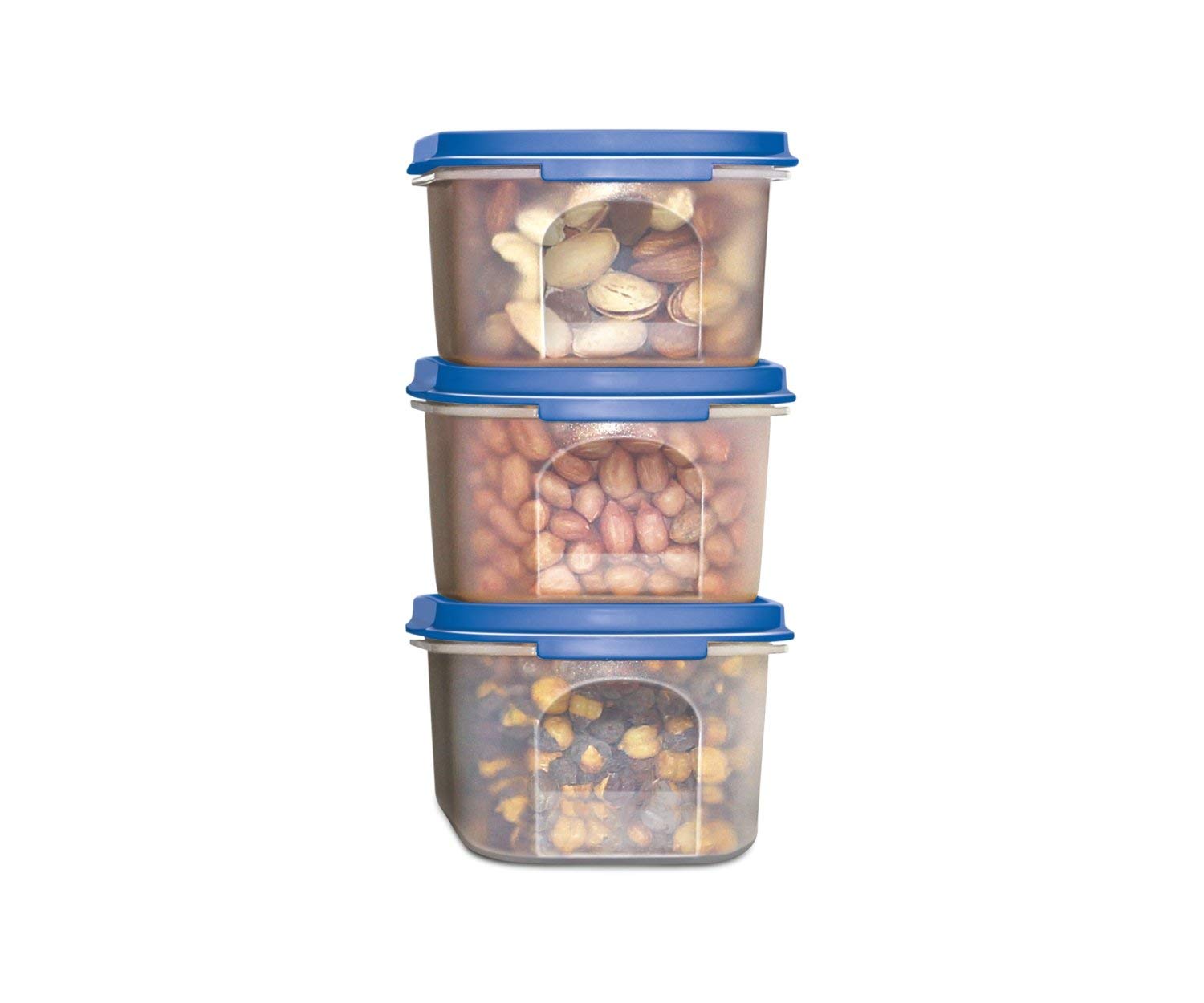 STACKO 10-Piece Airtight Food Storage Containers Set - BPA-Free Clear Frosted Plastic with Lids - Space-Saving Modular Design (2 Cup, 3 Pack) - Perfect for Pantry Organization, Dry Food Storage & Meal Prep