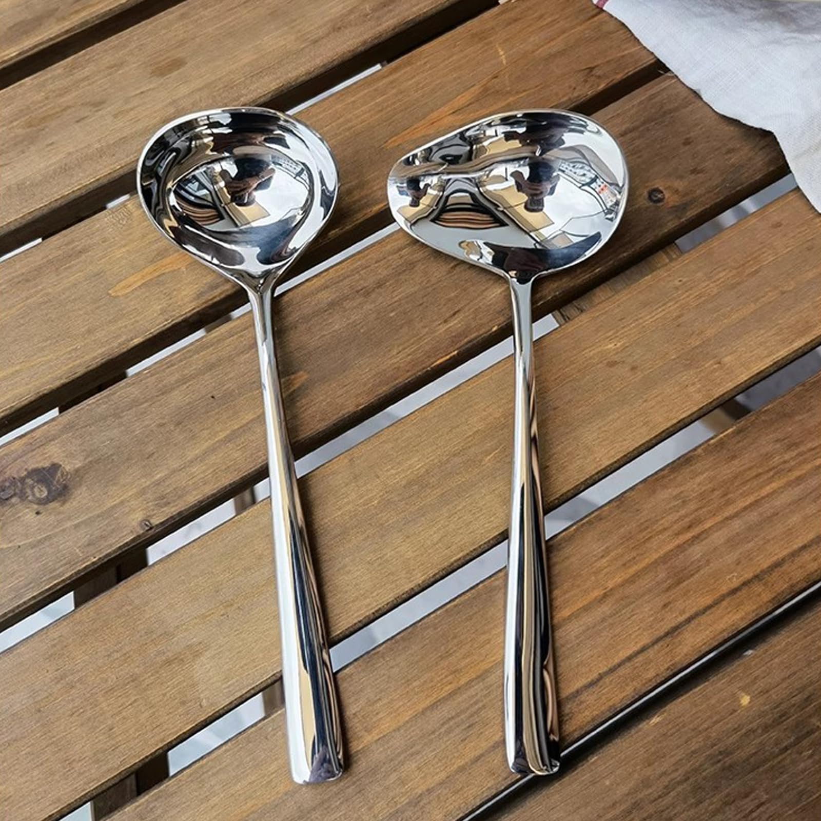 Stainless Steel Small Sauce Ladle with Pouring Spout - 7.4 Inch Gravy Ladle (2 Pack) - Dishwasher Safe - Perfect for Salad Dressing, Sauces, Soups & Kitchen Cooking