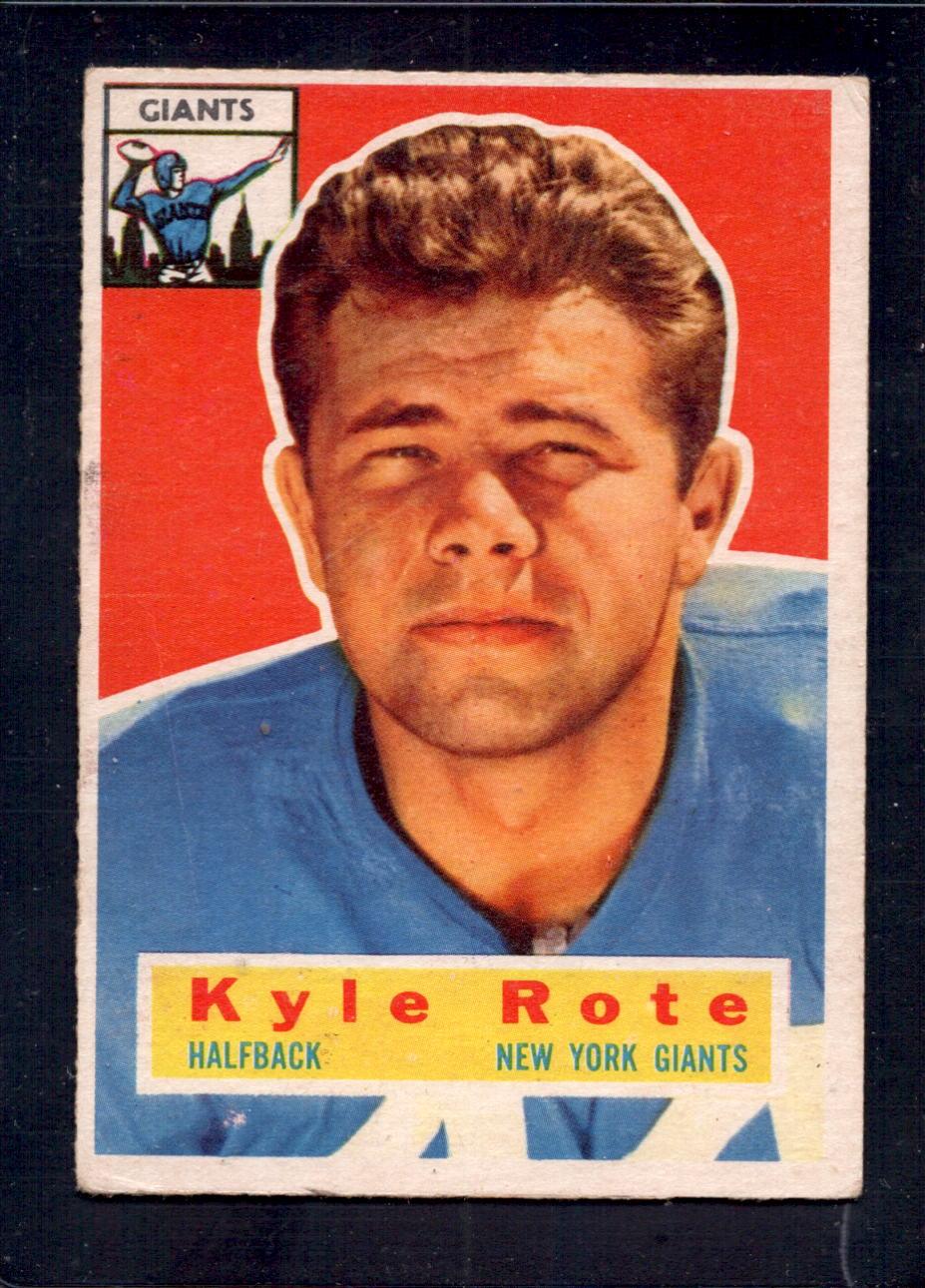 1956 Topps #29 Kyle Rote New York Giants Football Card - Vintage NFL Collectible for Sports Memorabilia Fans & Display