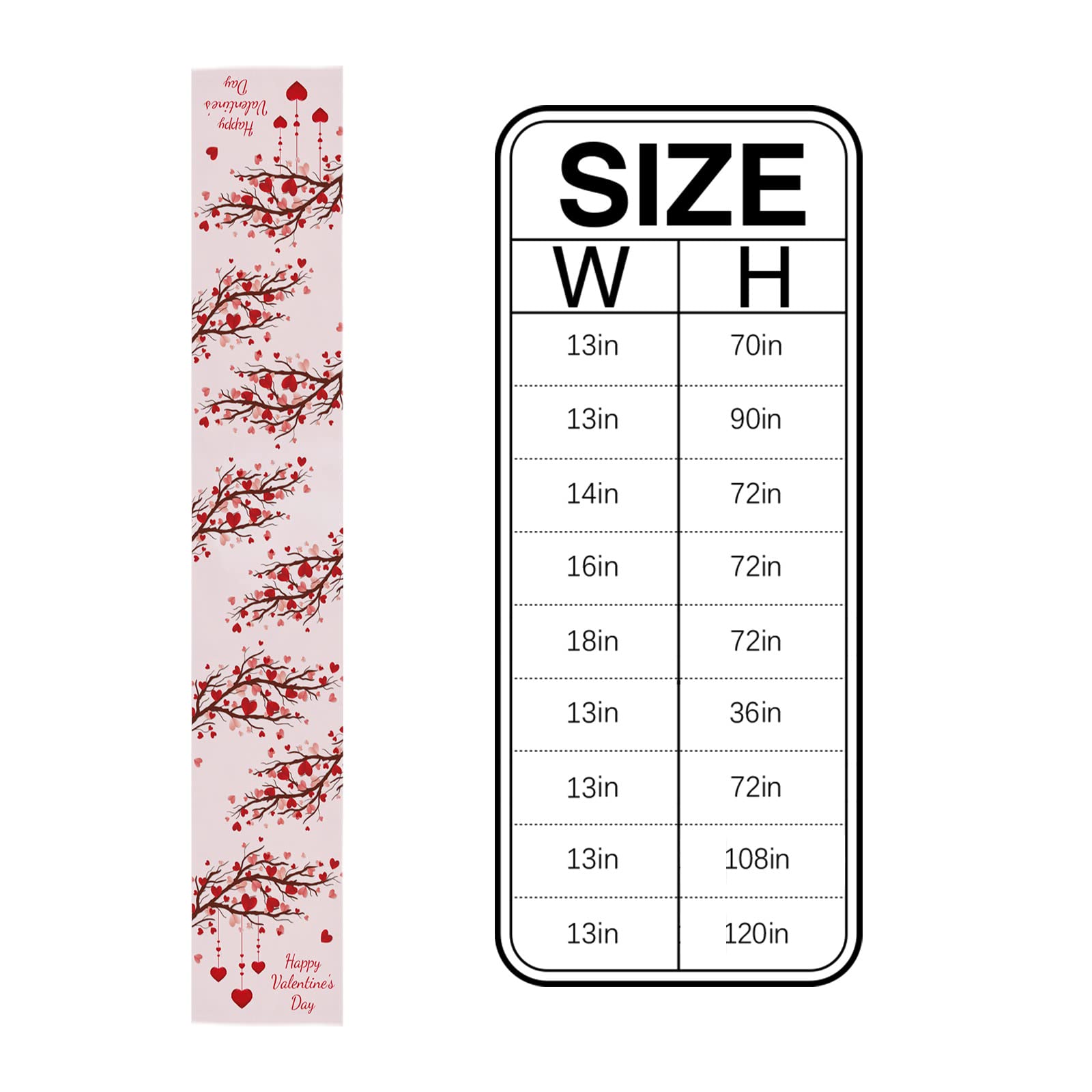120 Inch Long Pink Cotton Linen Valentine's Day Table Runner - Romantic Heart Tree Design for Wedding, Party, Dining Table Decor - Perfect for Coffee Tables, Holiday Celebrations & Romantic Home Decor