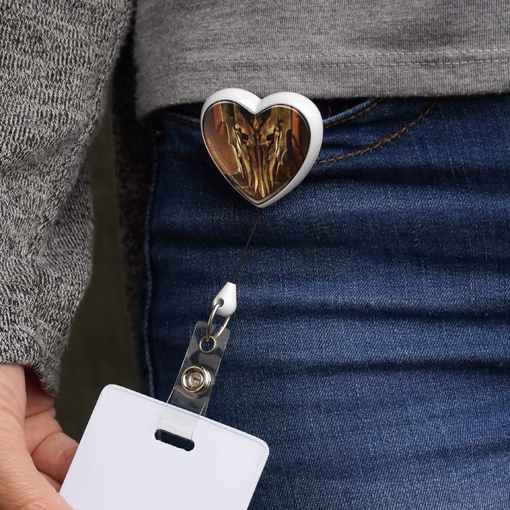 The Lord of The Rings Sauron Character Heart Lanyard - Retractable Reel Badge ID Card Holder for Work, Conventions & Cosplay | Official LOTR Merchandise