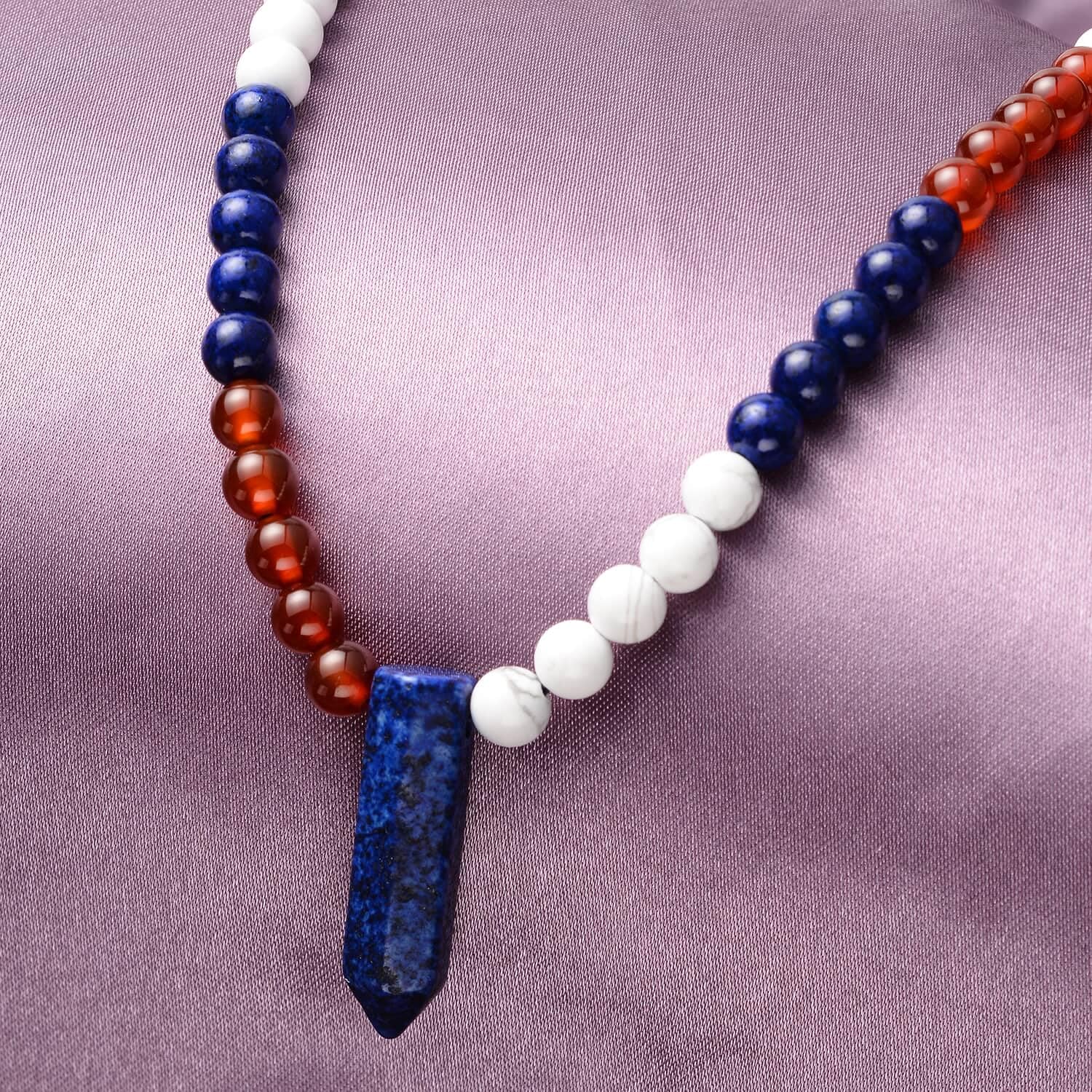 Multi Gemstone Stainless Steel Beaded Necklace for Women - 18