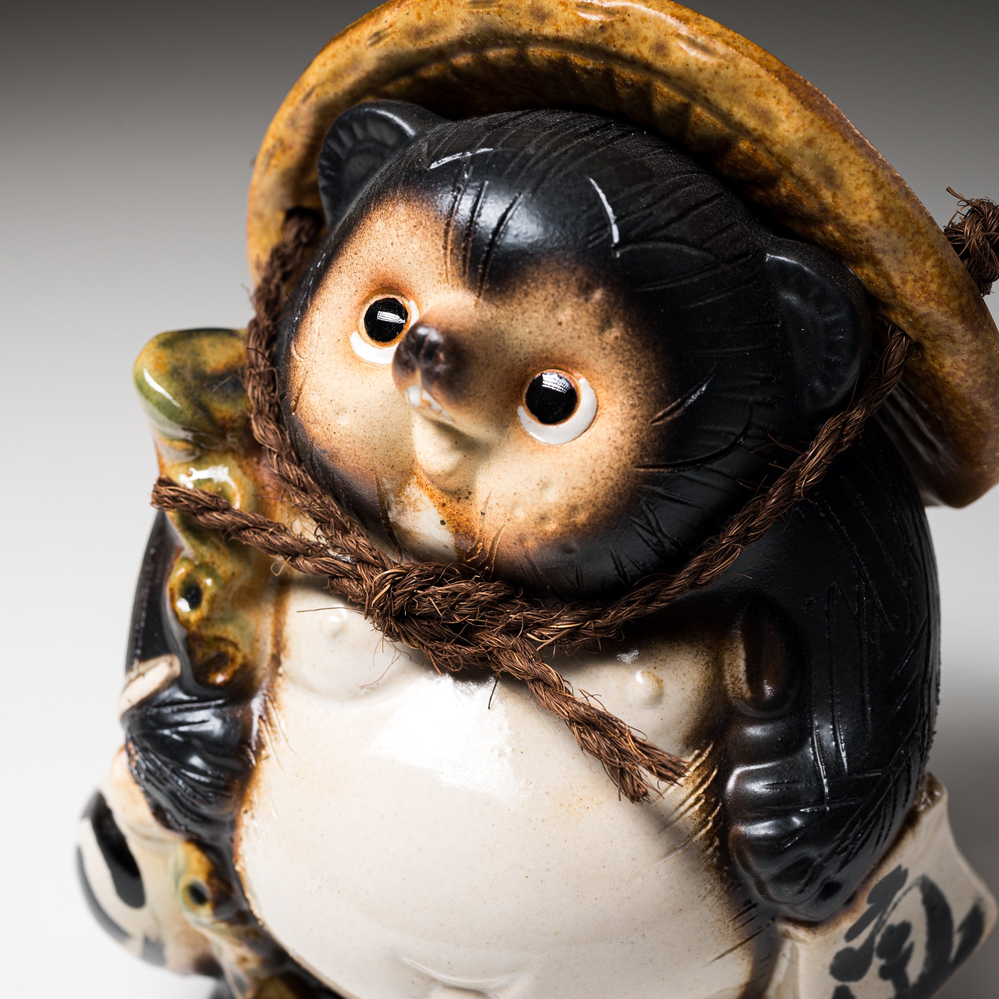 Authentic Shigaraki Ware Lucky Raccoon Ornament - 7.5 Inch Japanese Ceramic Tanuki Figurine for Home Decor, Gift & Good Fortune
