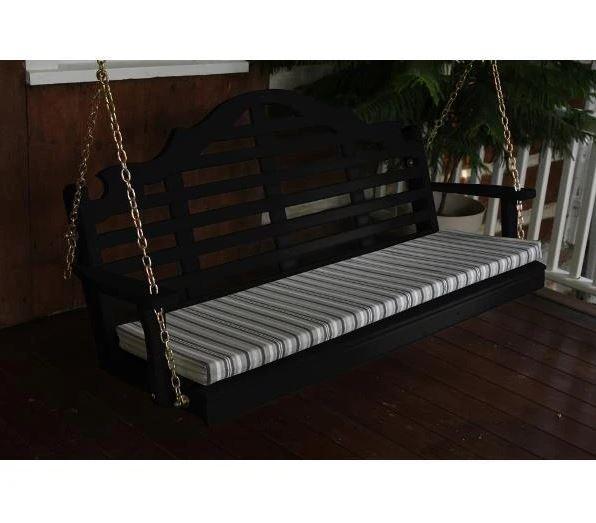 A&L Furniture Yellow Pine Marlboro Swing - Outdoor Porch Swing with Comfortable Cushion for Garden, Patio, and Backyard Relaxation