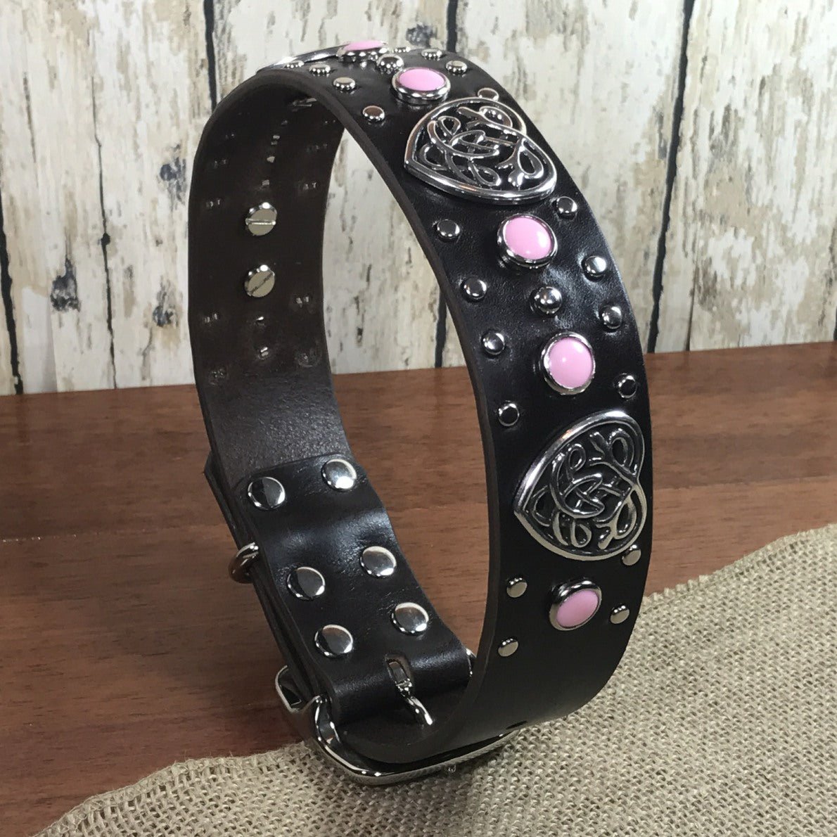Celtic Heart Single Layer Leather Dog Collar - Adjustable Pet Collar for Small Medium Dogs - Perfect for Daily Walks, Training & Fashion Accessories