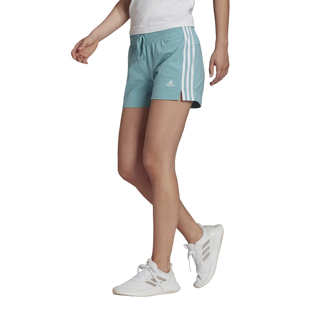 Adidas Women's Essentials Slim 3-Stripes Workout Shorts - Lightweight Comfort for Running, Yoga & Gym Training