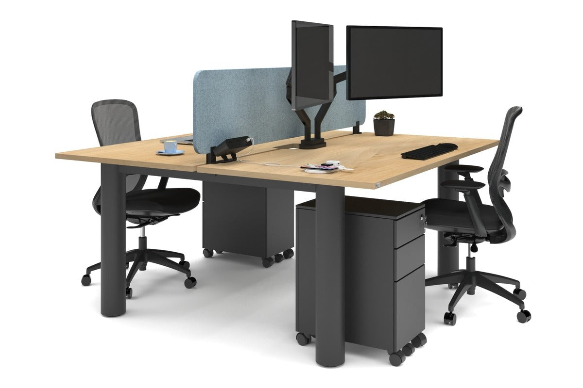Quadro Cylinder Leg 2-Person Office Workstation Desk - 1800L x 800W with Cable Management Scallop - Perfect for Collaborative Workspaces & Modern Offices