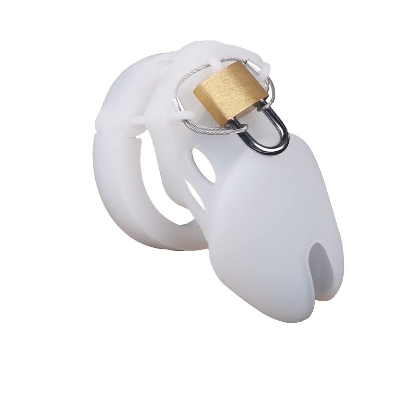 Virginity Lock SM Silicone Chastity Device - White Short Birdcage Abstinence Belt for Adults | BDSM Bondage, Couples Play & Fetish Sex Toys