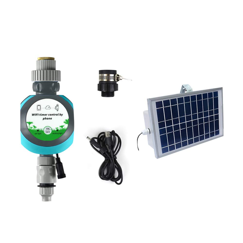 BENEXMART Smart WiFi Garden Water Timer - Remote Control Irrigation System with Solar Panel | Automatic Sprinkler Timer for Lawn, Flower Beds & Vegetable Gardens | Compatible with Alexa & Smartphone App