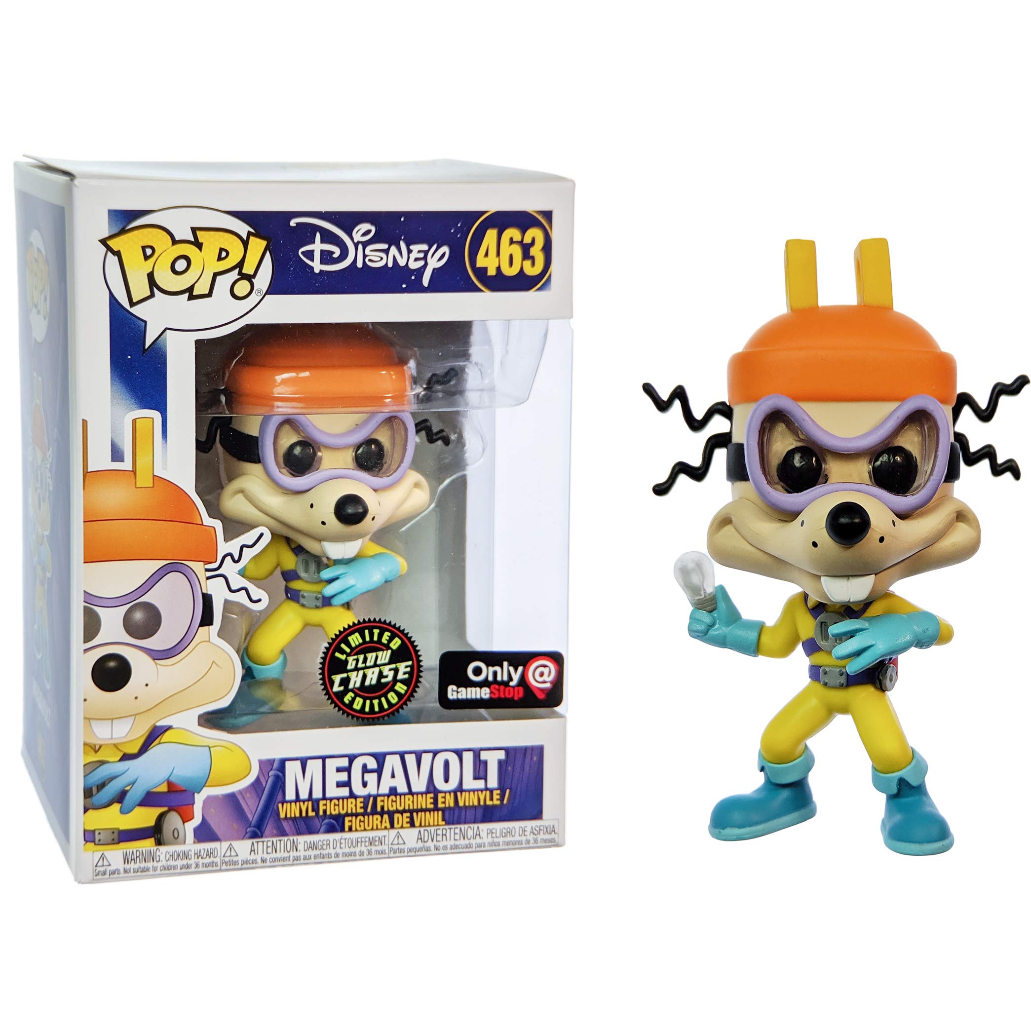 Megavolt Glow-in-the-Dark Funko Pop Vinyl Figure with Graphic Protector Case | Disney's Darkwing Duck Collectible | GameStop Chase Exclusive (34825-B) | Perfect for Display, Gifts & Pop Culture Collections