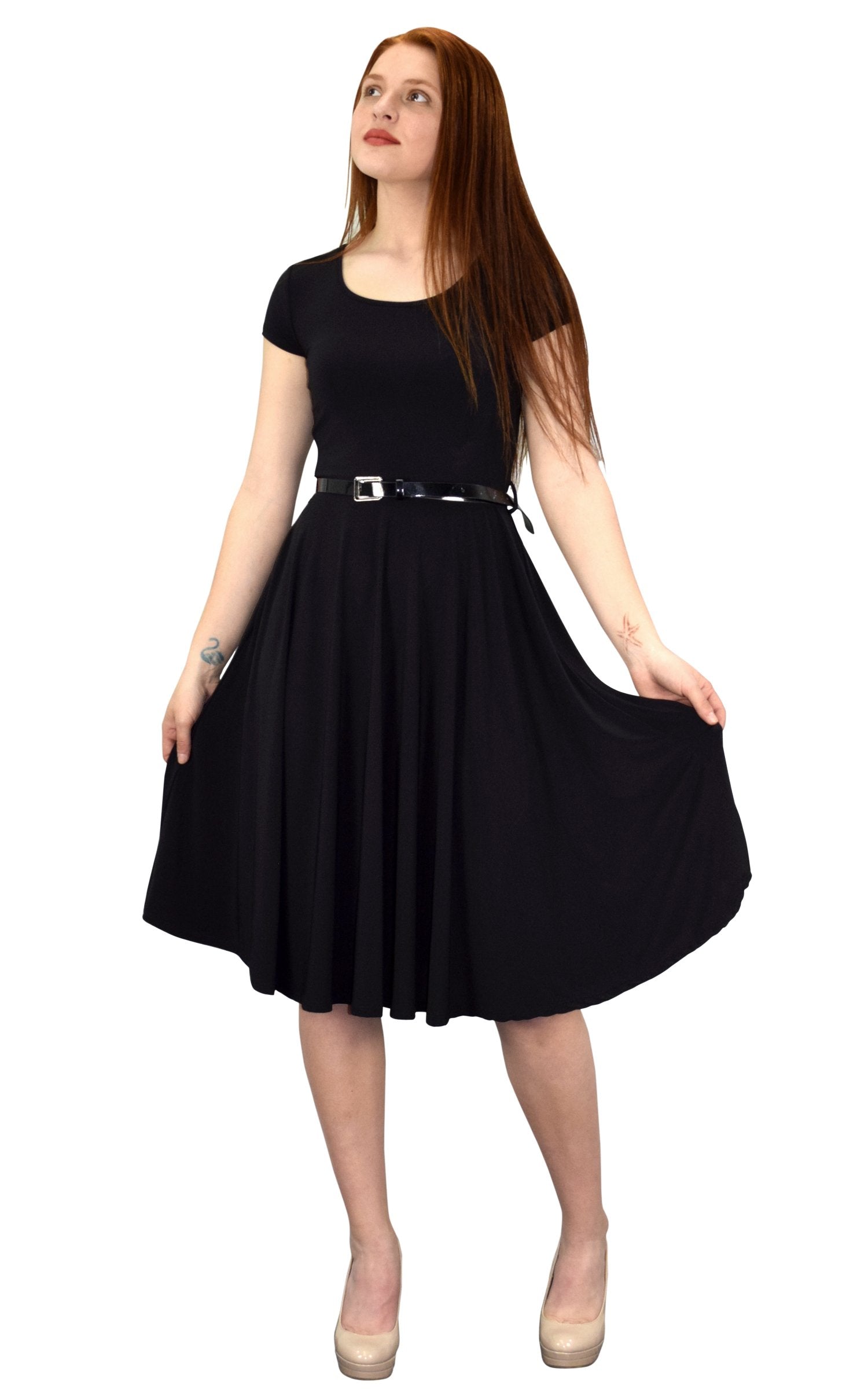 Vintage 1950s Style Women's Waist Belt Flare Swing Dress - Retro Pin-Up Fashion for Parties, Weddings & Special Occasions