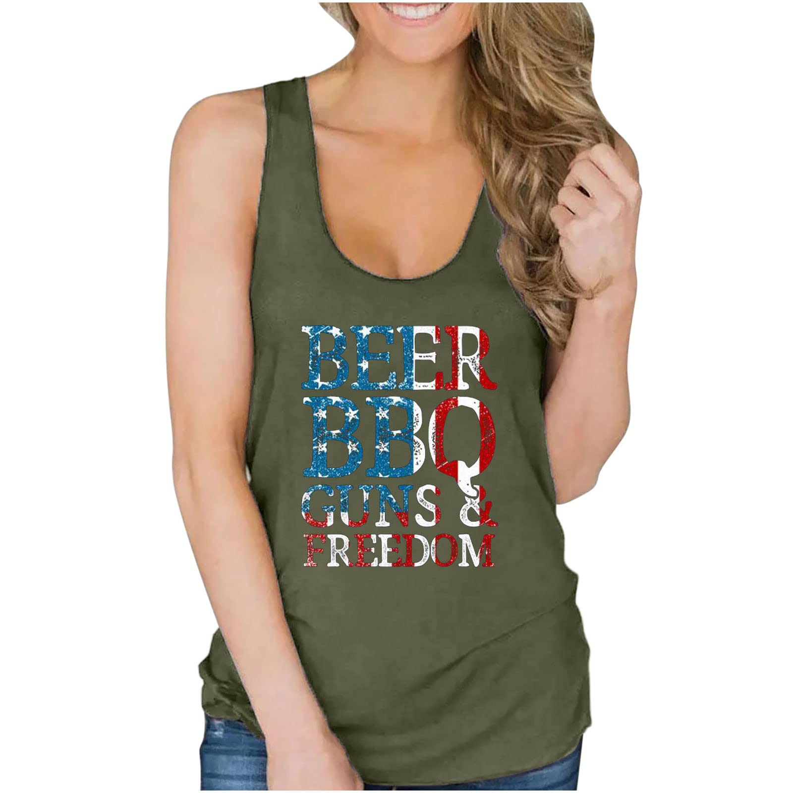 Patriotic American Flag Tank Top for Women - BBQ & 4th of July