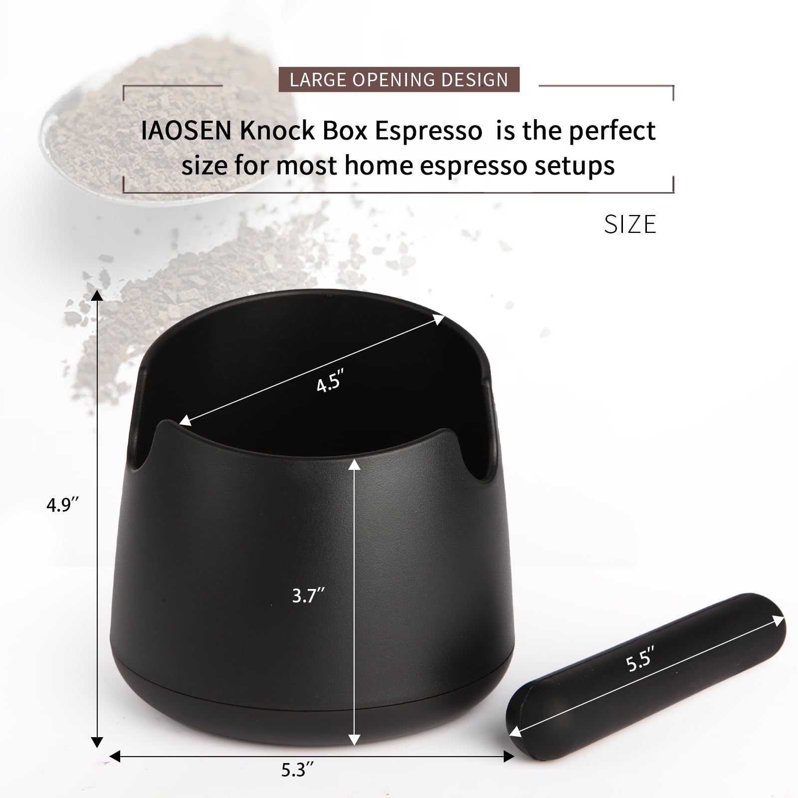 Premium Large Capacity Espresso Knock Box with Shock-Absorbent Design, Removable Knock Bar & Non-Slip Base - Perfect for Home Coffee Bars & Professional Cafes