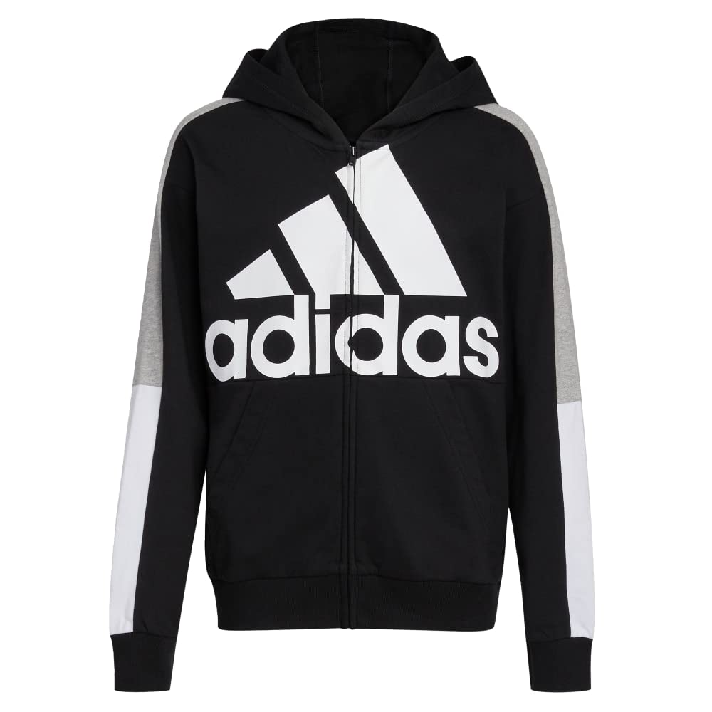 Adidas Essentials Colorblock Hooded Jacket for Kids - Lightweight Windbreaker for Outdoor Play, School & Sports Activities