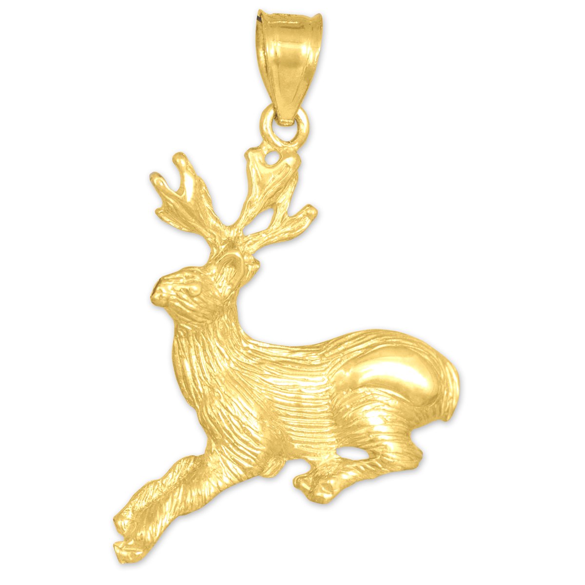 10k Yellow Gold Deer Charm Pendant Necklace - Animal Kingdom Jewelry for Women, Elegant Nature-Inspired Gift for Her | Perfect for Birthdays, Anniversaries & Everyday Wear