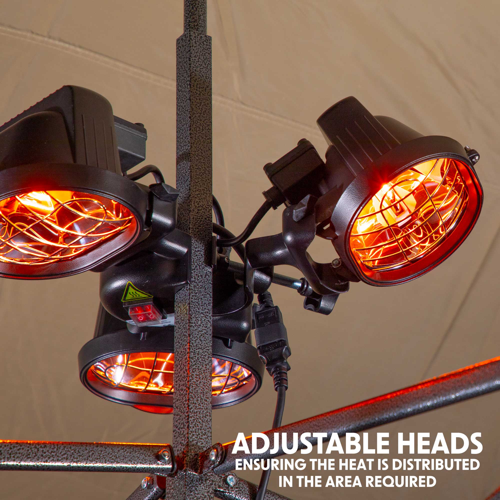 Portable 3-Panel Folding Patio Heater - 1350W Infrared Outdoor Gazebo & Parasol Heater for Backyard, Deck, and Camping Use