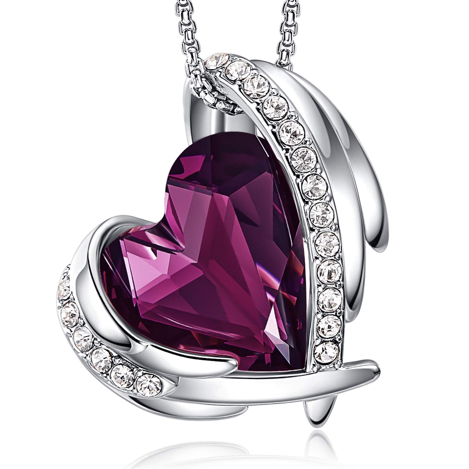 CDE Love Heart Pendant Necklace for Women - Silver & Rose Gold Crystal Birthstone Jewelry | Perfect Gift for Christmas, Mother's Day, Birthday, Anniversary & Valentine's Day | Elegant Everyday Wear & Special Occasion Accessory