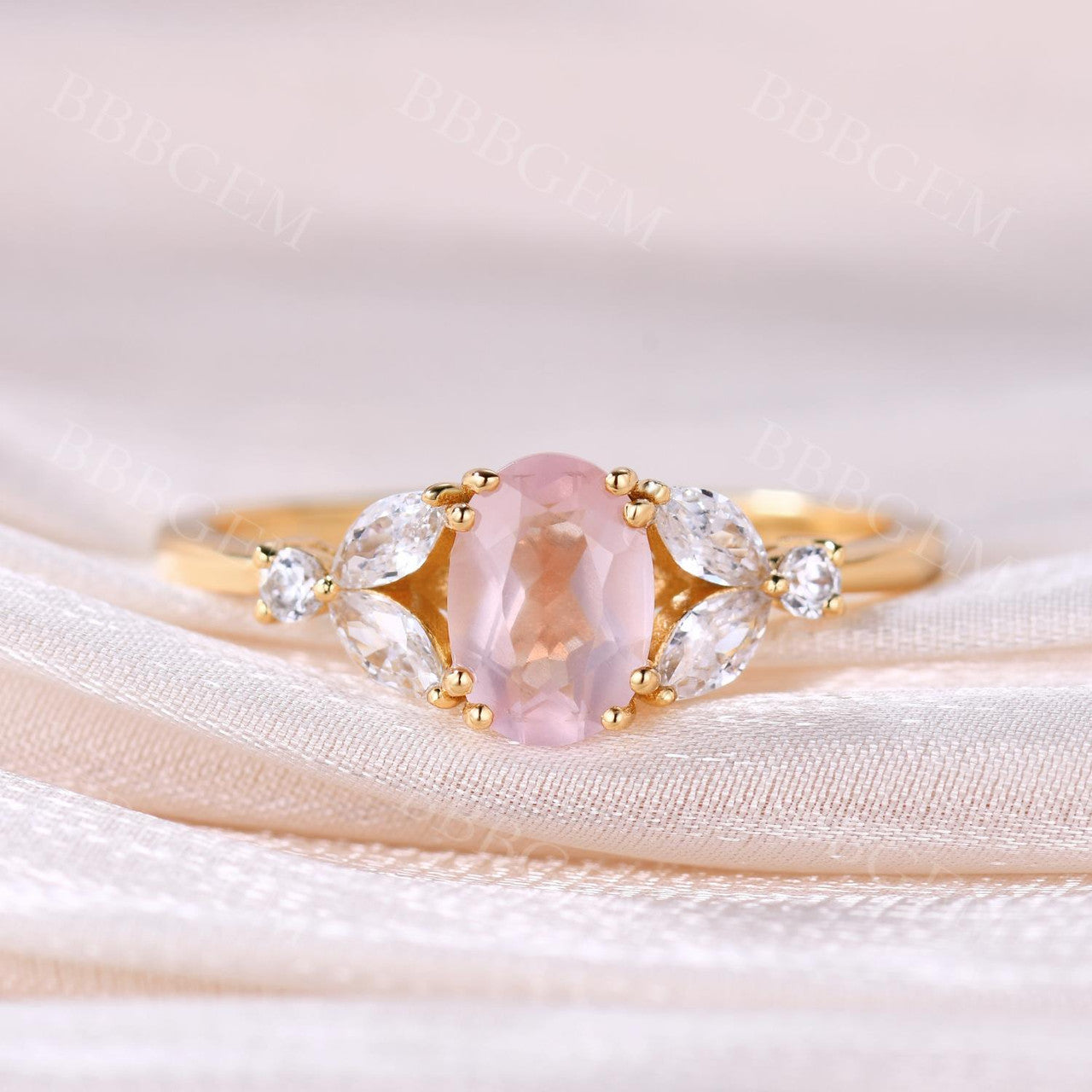 1CT Oval Cut Natural Rose Quartz Engagement Ring in Rose Gold - Perfect for Proposals, Anniversaries & Romantic Gifts