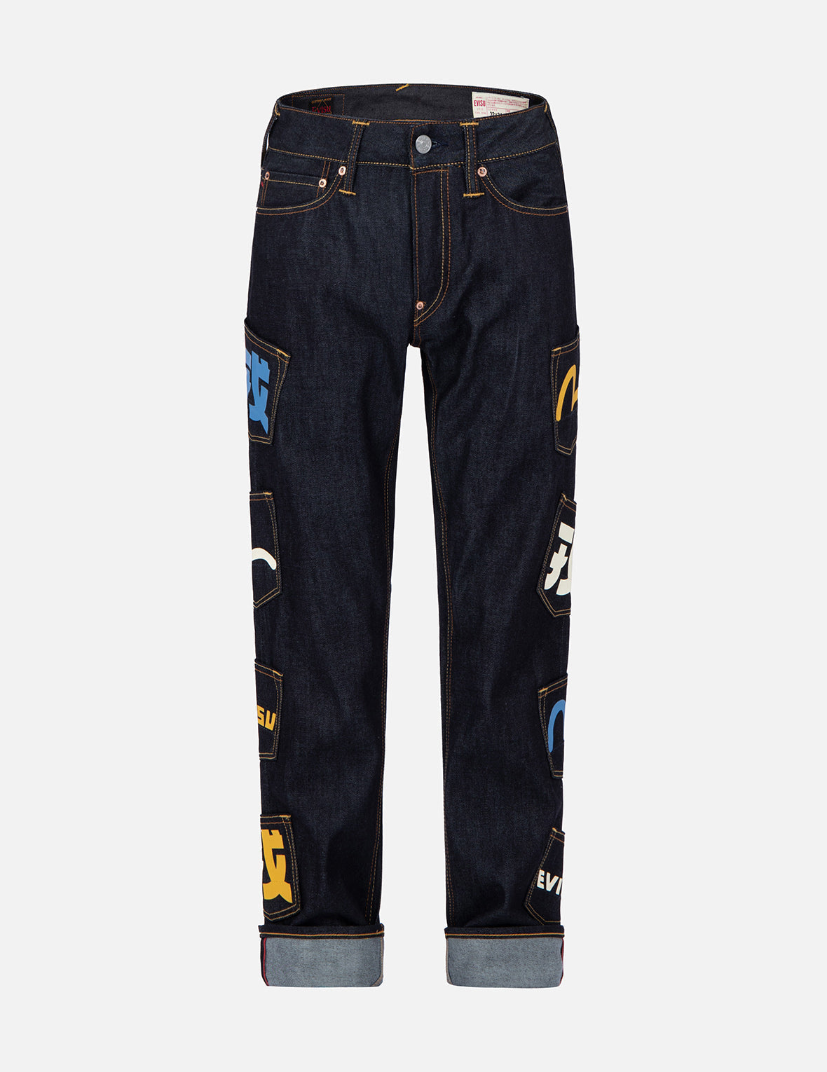 Logo Print Multi-Pocket Regular Fit Denim Jeans #2010 - Stylish Casual Pants for Men & Women | Perfect for Everyday Wear, Work & Outings