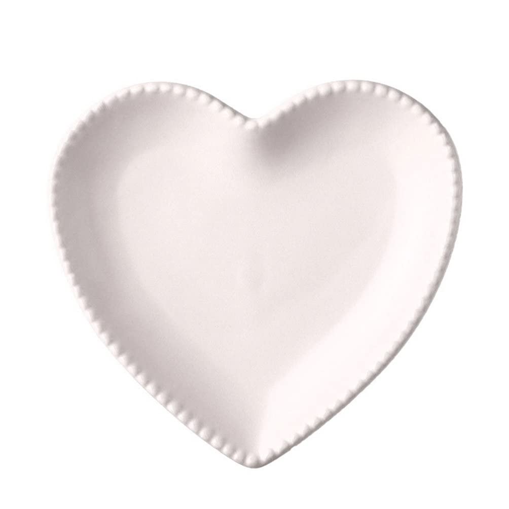 Yardwe Ceramic Heart Salad Plate - Porcelain Heart-Shaped Dessert Plates for Appetizers, Fruits & Snacks - Elegant White Decorative Dish for Valentine's Day, Anniversary, Bridal Shower & Romantic Dinner Table Setting